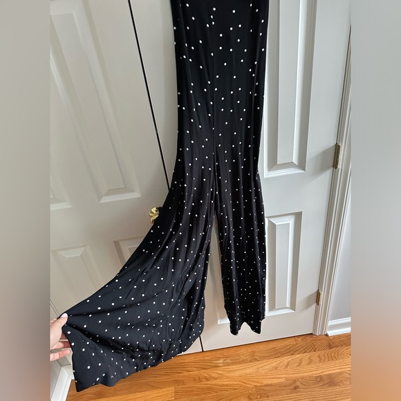 Free People - Wide Leg Black Polka Dot Jumpsuit - Size L - Picture 4 of 5